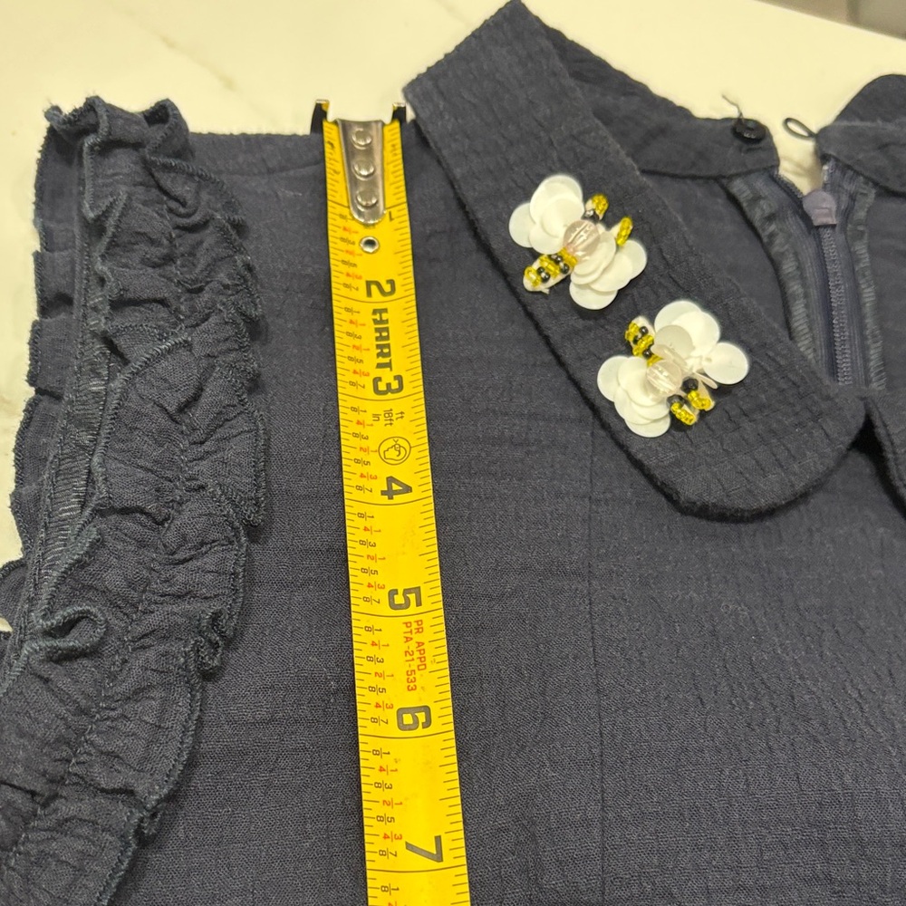 Zara Navy Sleeveless Mini beaded bumblebee Peter Pan Collar - Picture 9 of 13